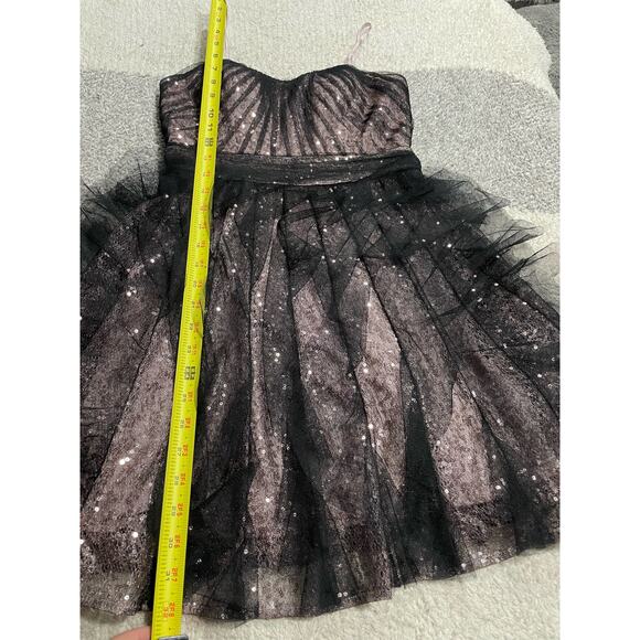 Y2K Hailey Logan Adrianna Papell XS Tulle Strapless Homecoming Dress Pink Black - Picture 5 of 11